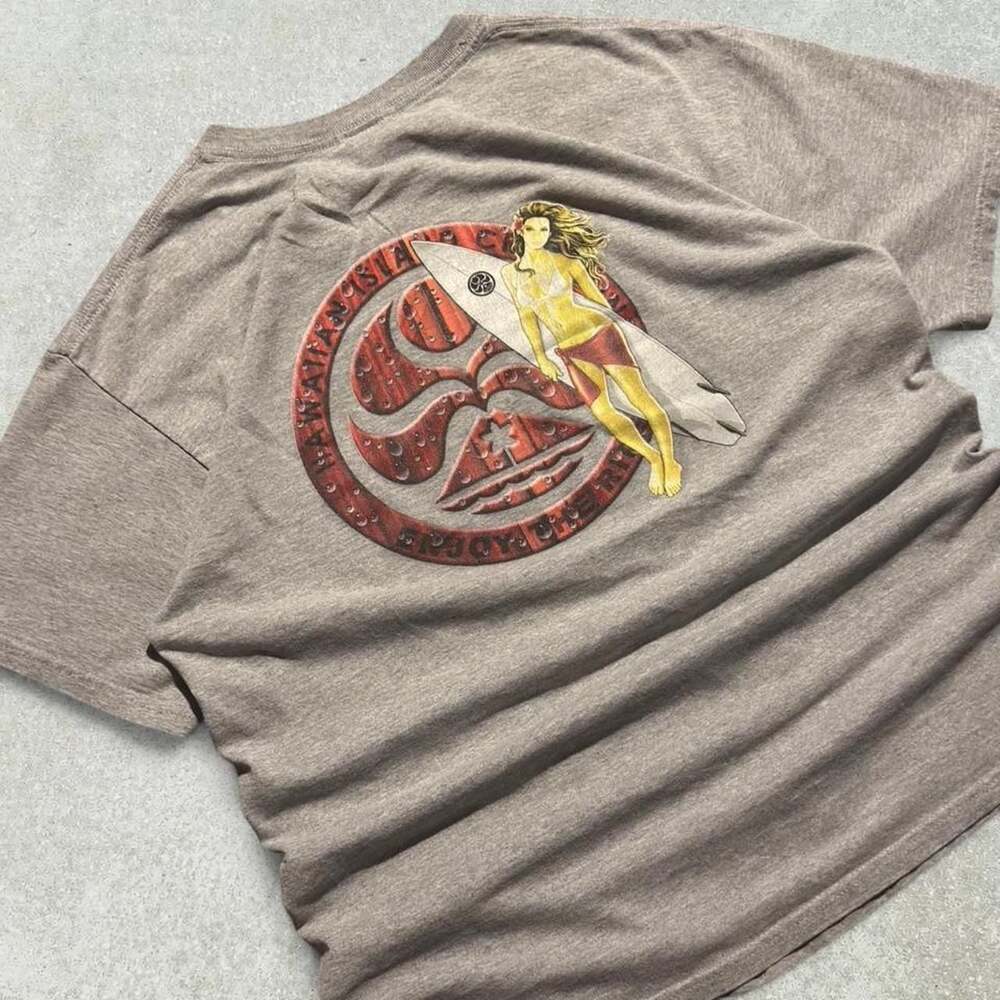 Hawaiian Island Creations HIC Vintage Surf Graphic T-Shirt Large Gray